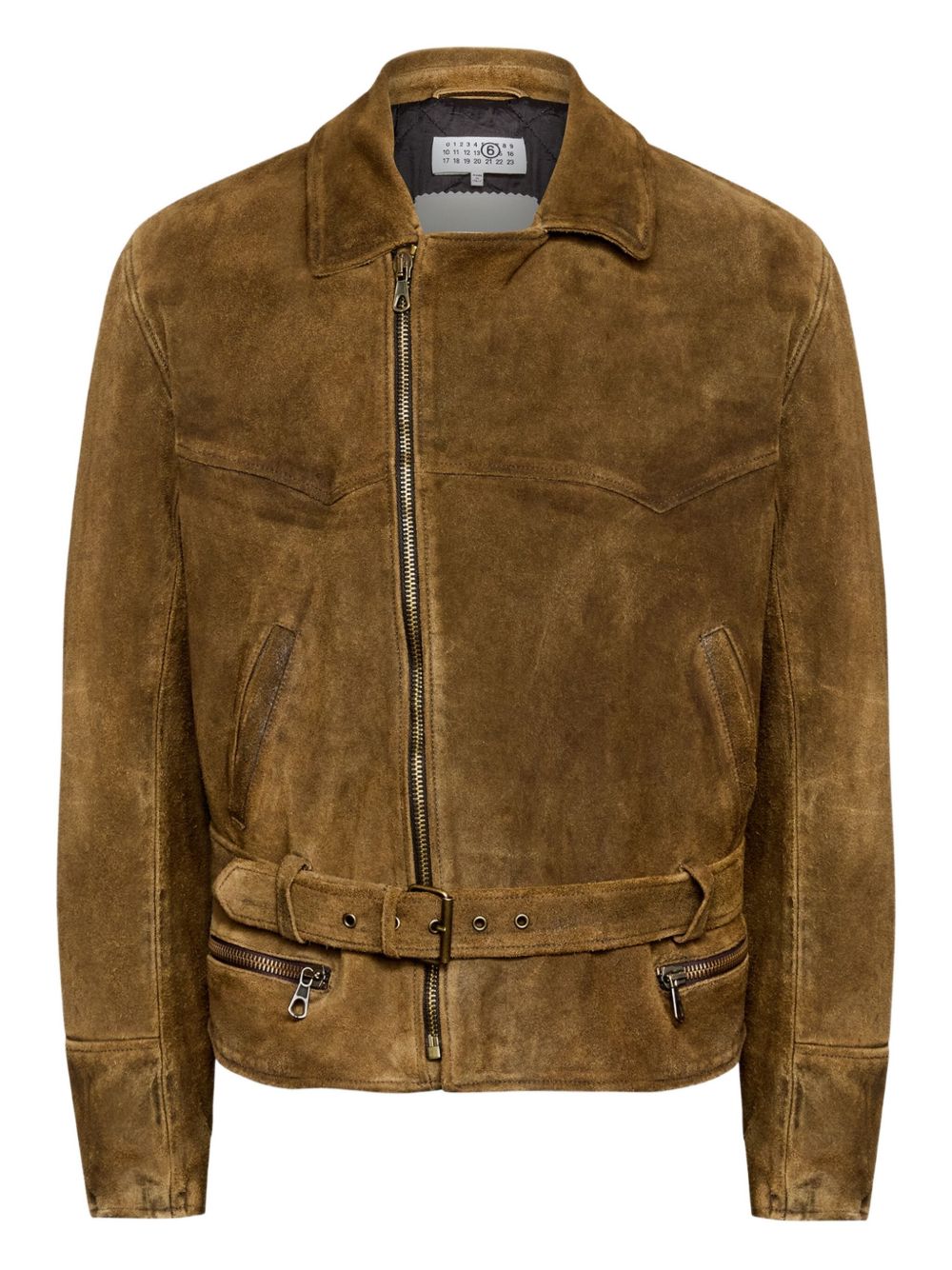 Giacca in suede con cintura in marrone Mm6 maison margiela - uomo 