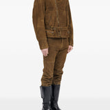 Giacca in suede con cintura in marrone Mm6 maison margiela - uomo 