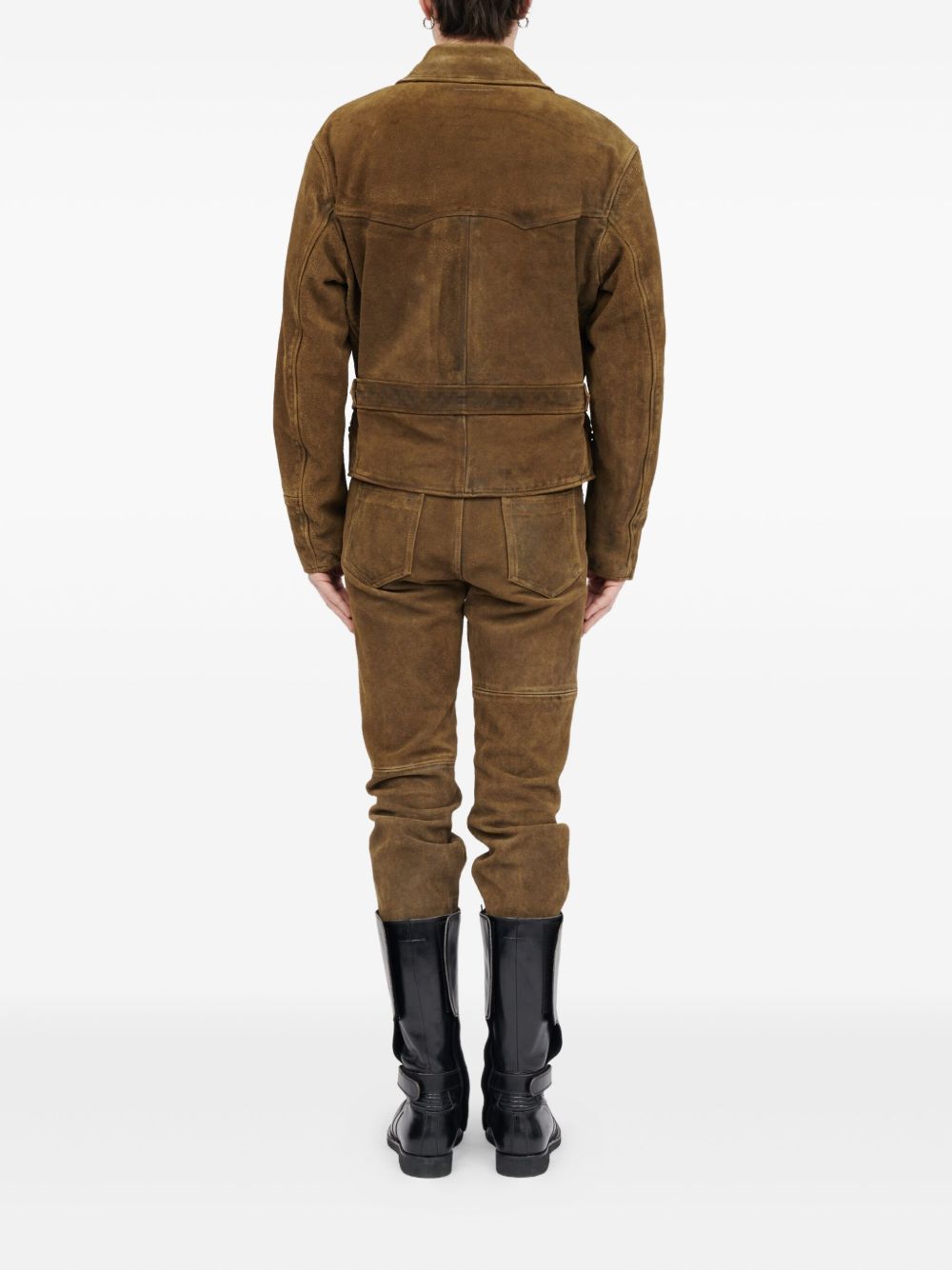 Giacca in suede con cintura in marrone Mm6 maison margiela - uomo 
