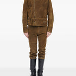 Giacca in suede con cintura in marrone Mm6 maison margiela - uomo 