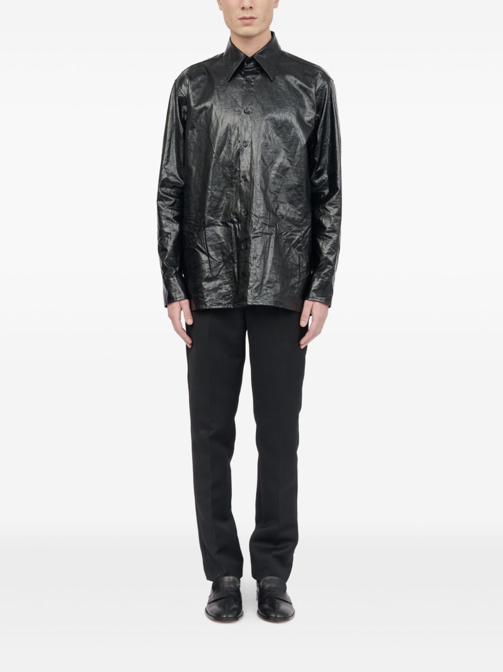 Camicia con finitura lucida in nero Mm6 maison margiela - uomo 