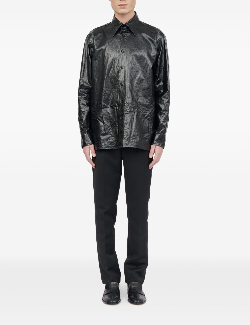 Camicia con finitura lucida in nero Mm6 maison margiela - uomo 