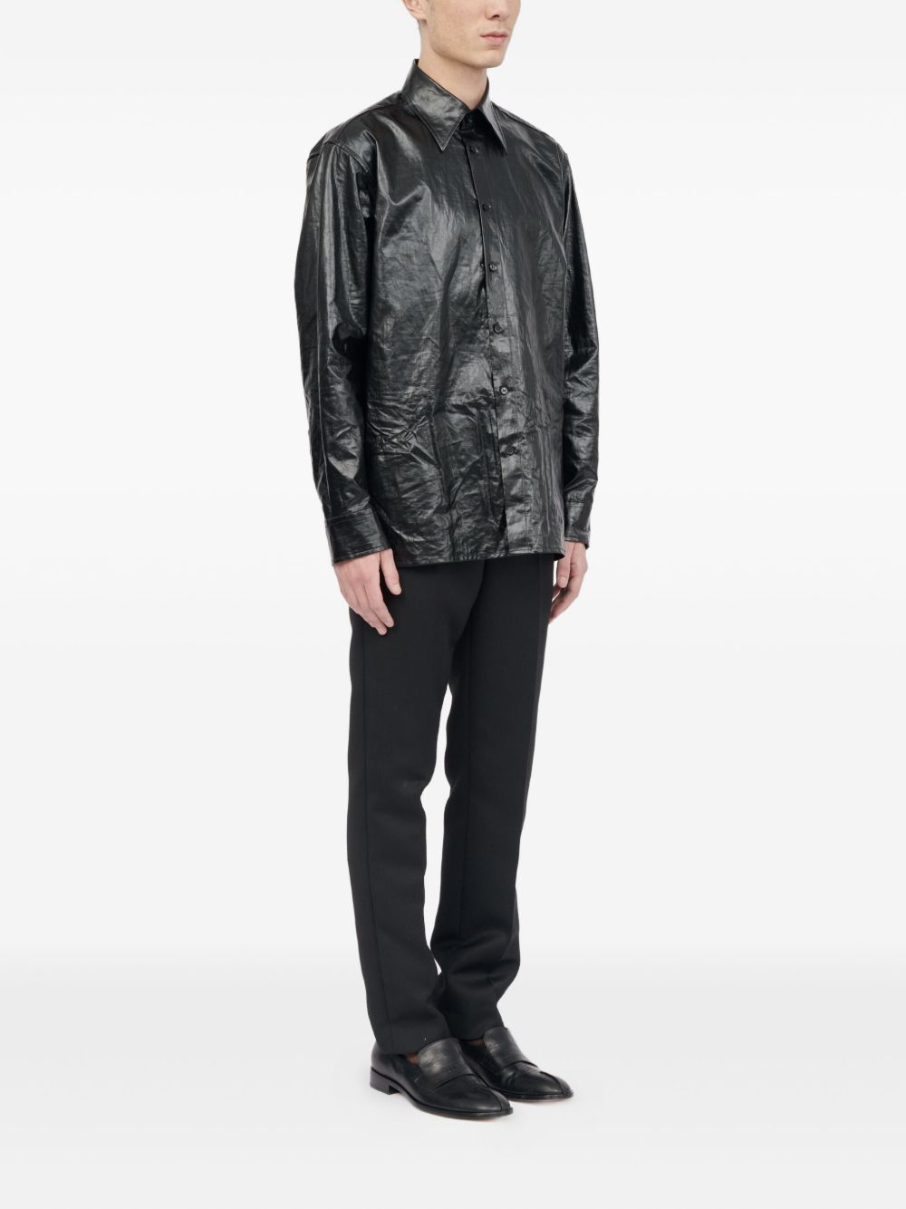 Camicia con finitura lucida in nero Mm6 maison margiela - uomo 