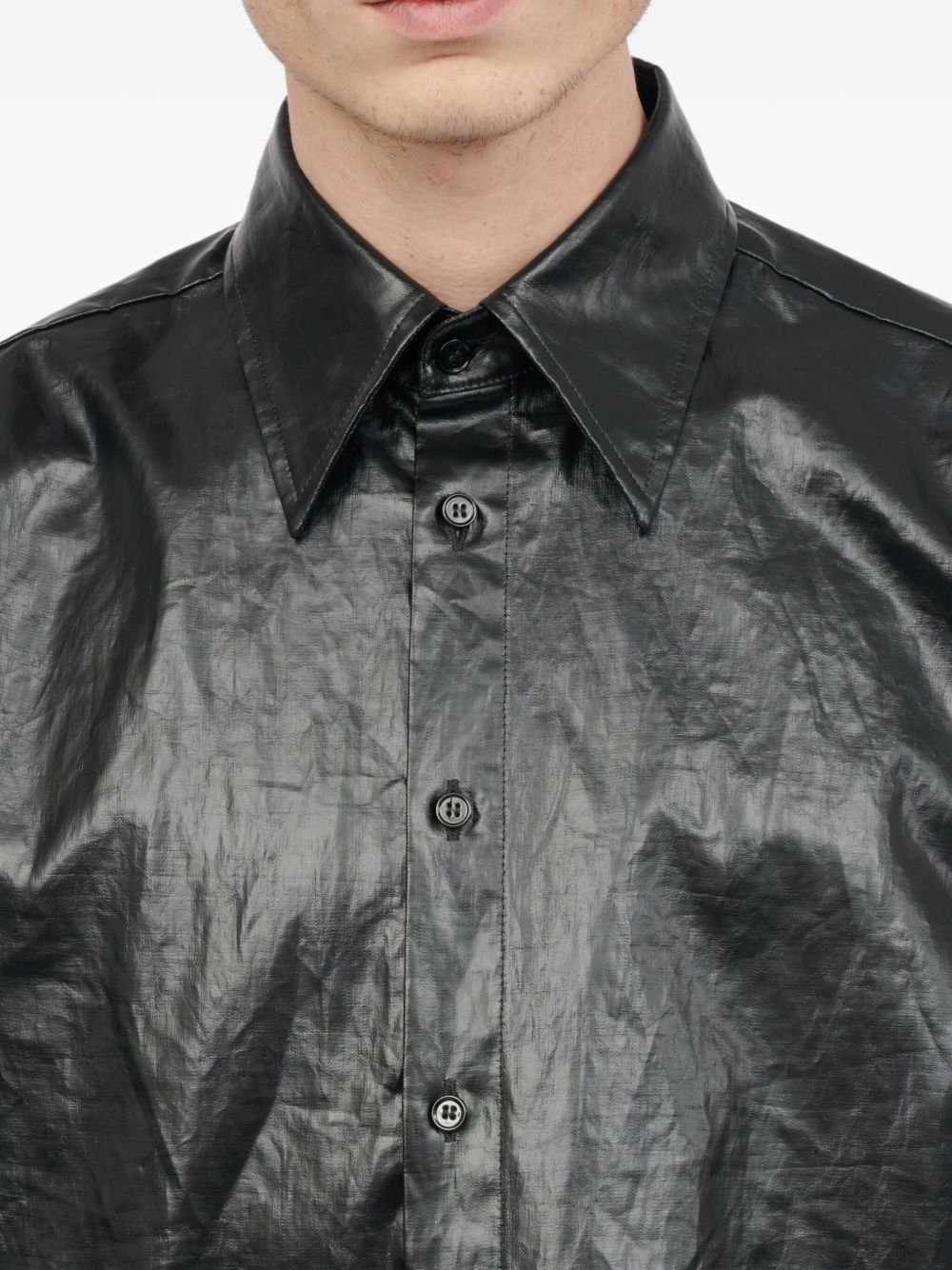 Camicia con finitura lucida in nero Mm6 maison margiela - uomo 