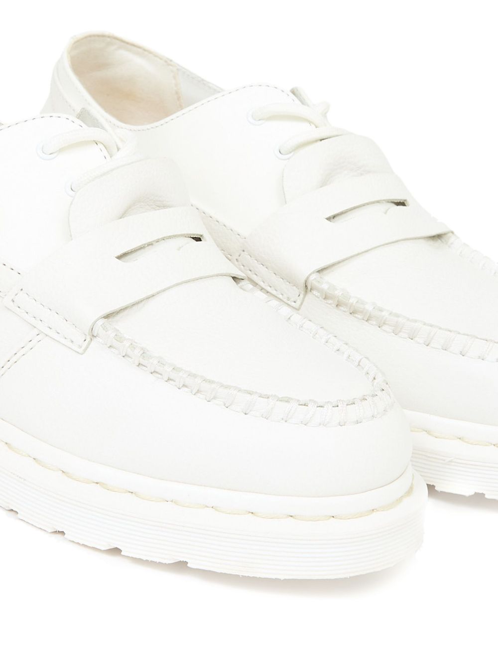 Mocassini in pelle in bianco MM6 x Dr. Martens - donna 