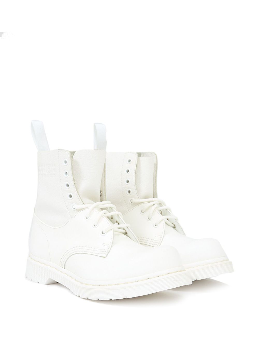 Stivaletti alti con lacci in bianco MM6 x Dr. Martens - donna 