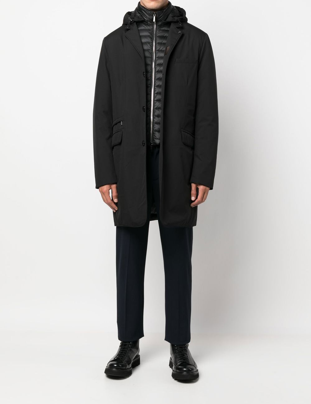Cappotto Redon-SKT con cappuccio in nero MOORER - uomo 