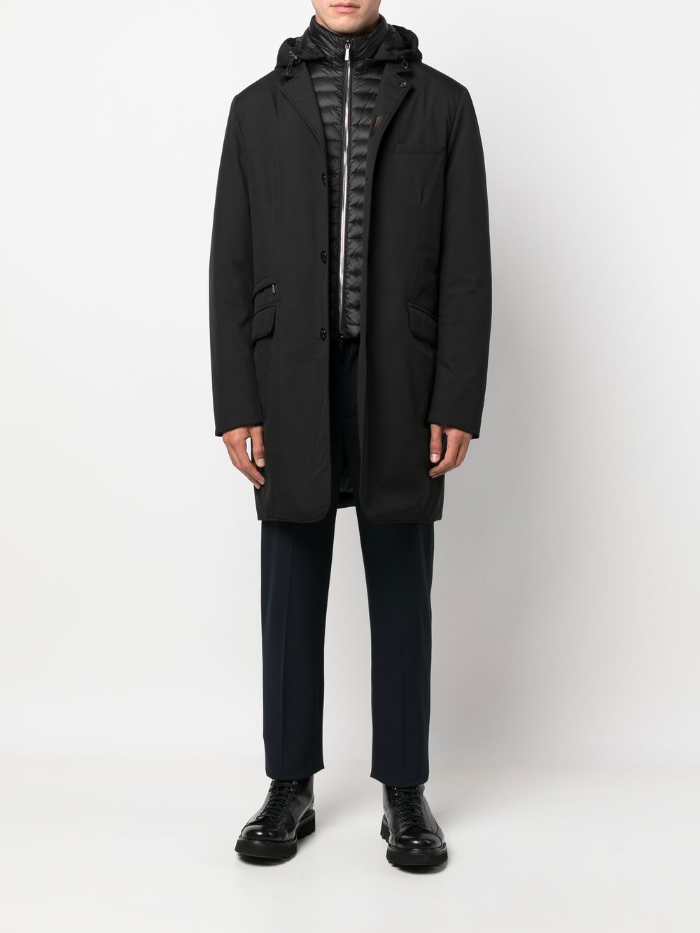 Cappotto Redon-SKT con cappuccio in nero MOORER - uomo 