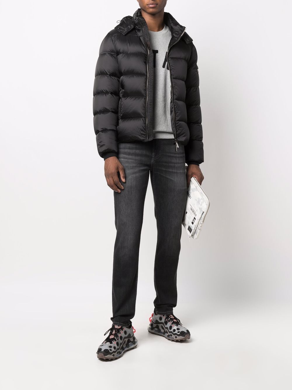 Piumino con zip in nero Moorer - uomo 