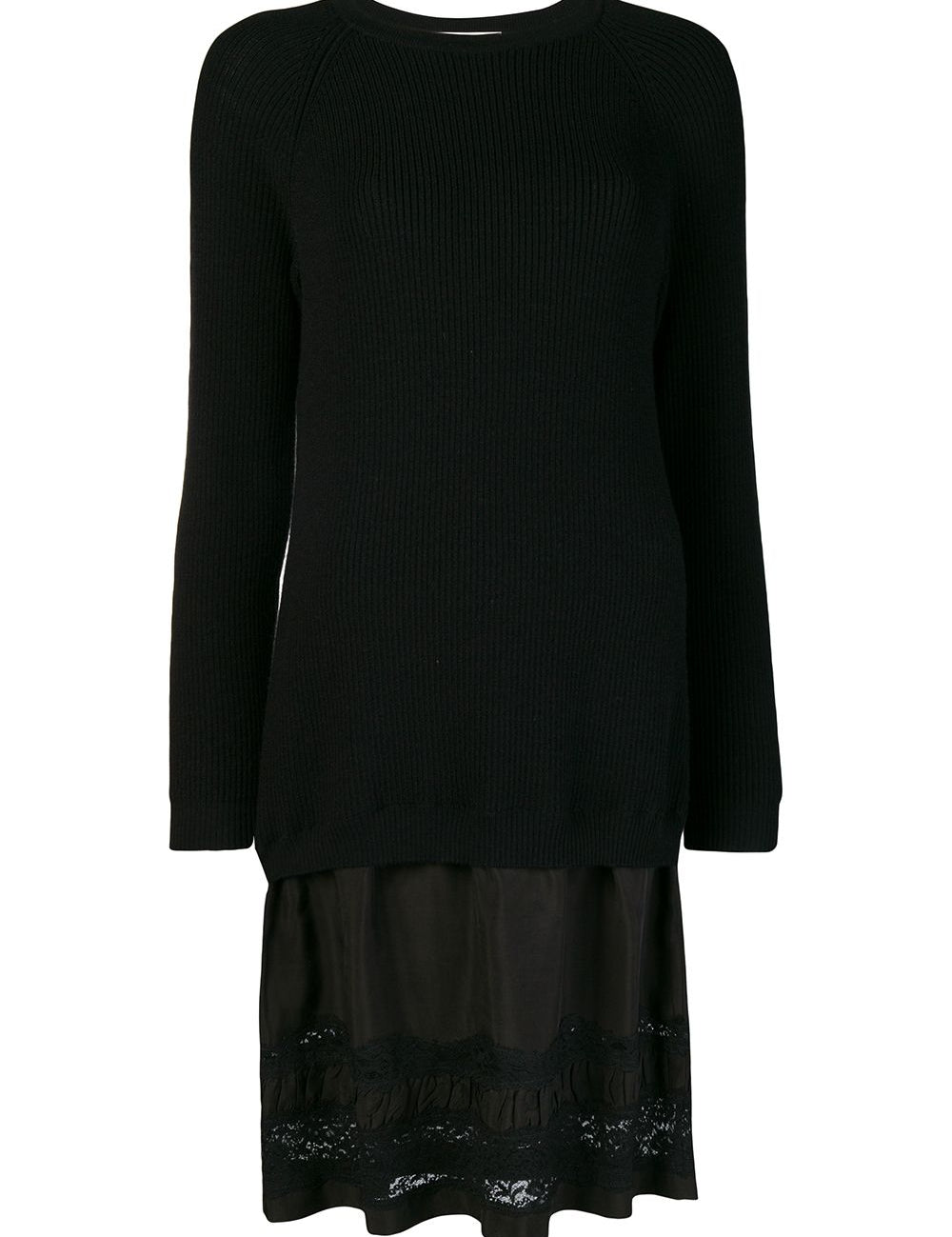 Abito in maglia con gonna in pizzo in nero Moschino - donna 