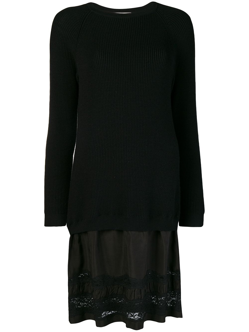 Abito in maglia con gonna in pizzo in nero Moschino - donna 