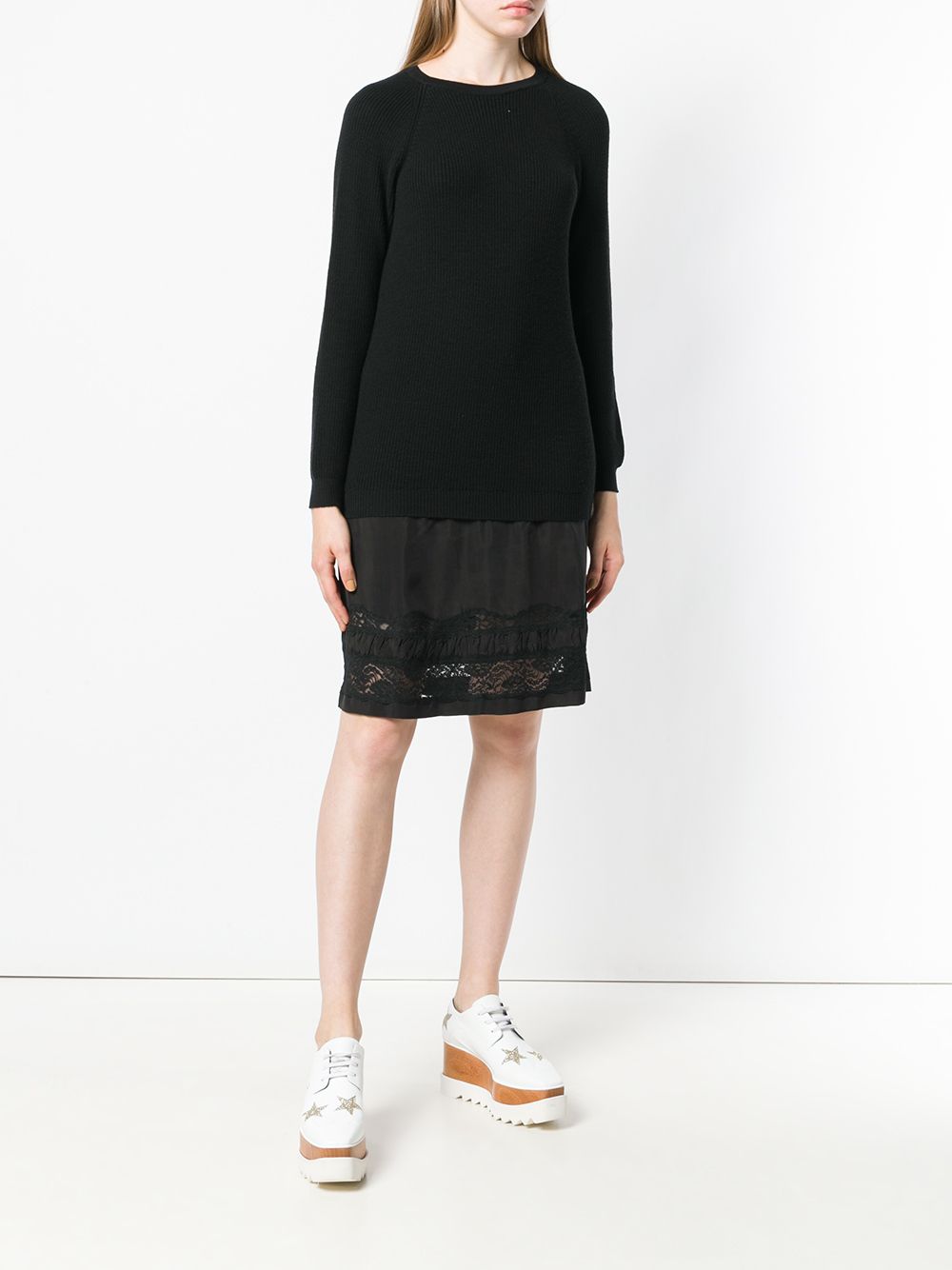 Abito in maglia con gonna in pizzo in nero Moschino - donna 