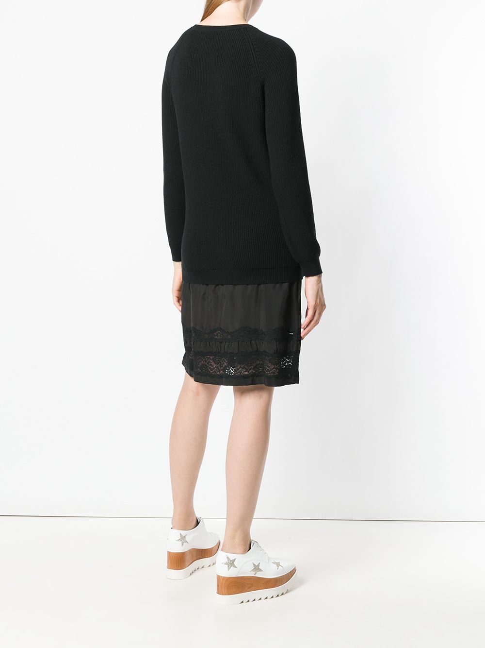 Abito in maglia con gonna in pizzo in nero Moschino - donna 