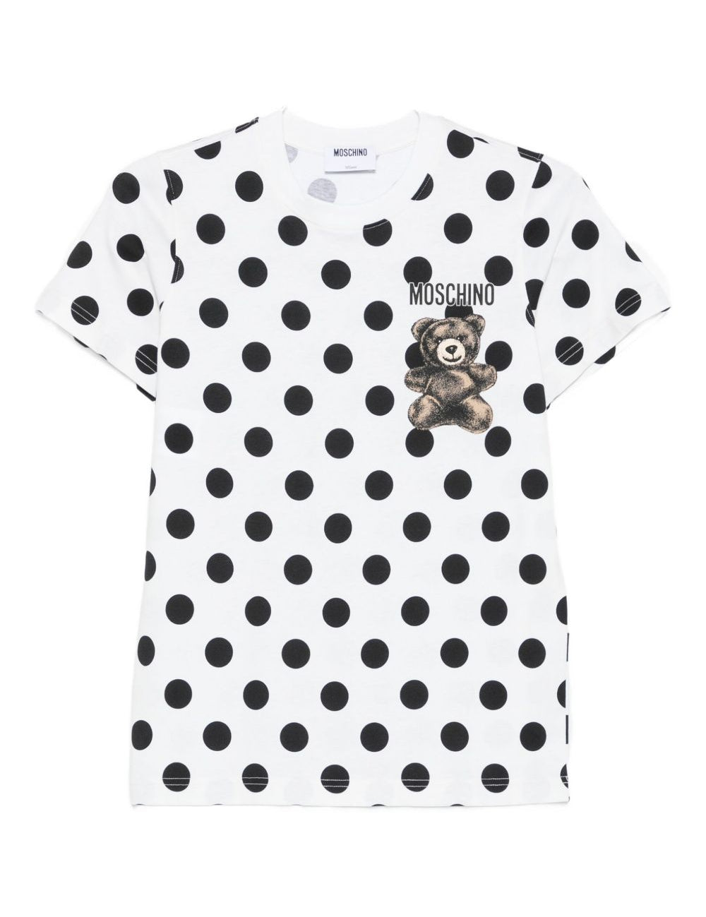 T-shirt con stampa a pois teddy bear in bianco Moschino - donna 