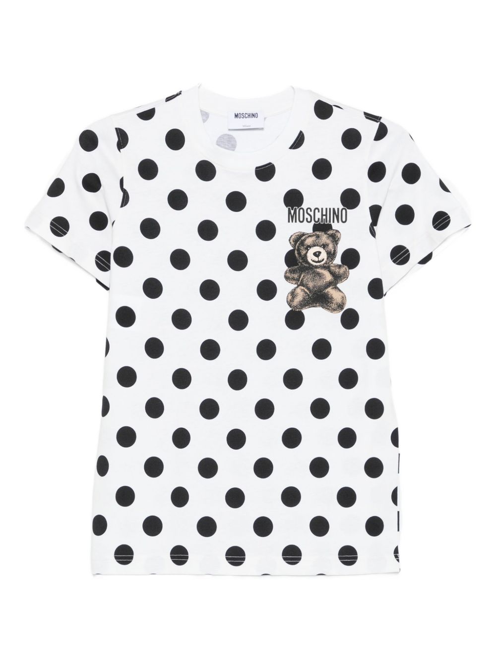 T-shirt con stampa a pois teddy bear in bianco Moschino - donna 
