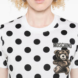 T-shirt con stampa a pois teddy bear in bianco Moschino - donna 