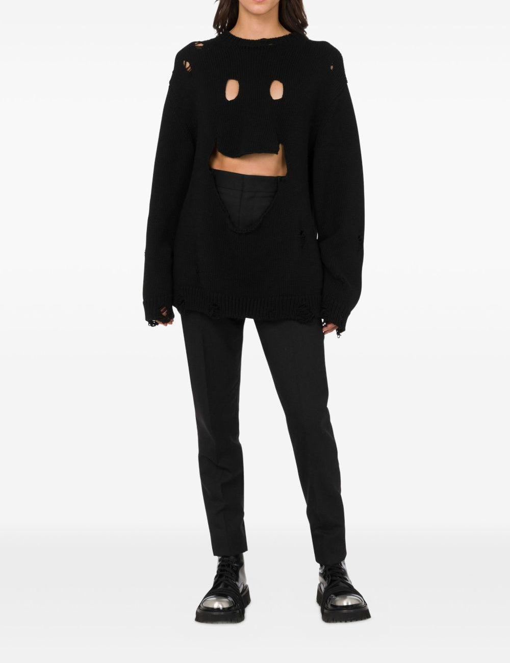 Maglione con effetto vissuto in nero Moschino - donna 