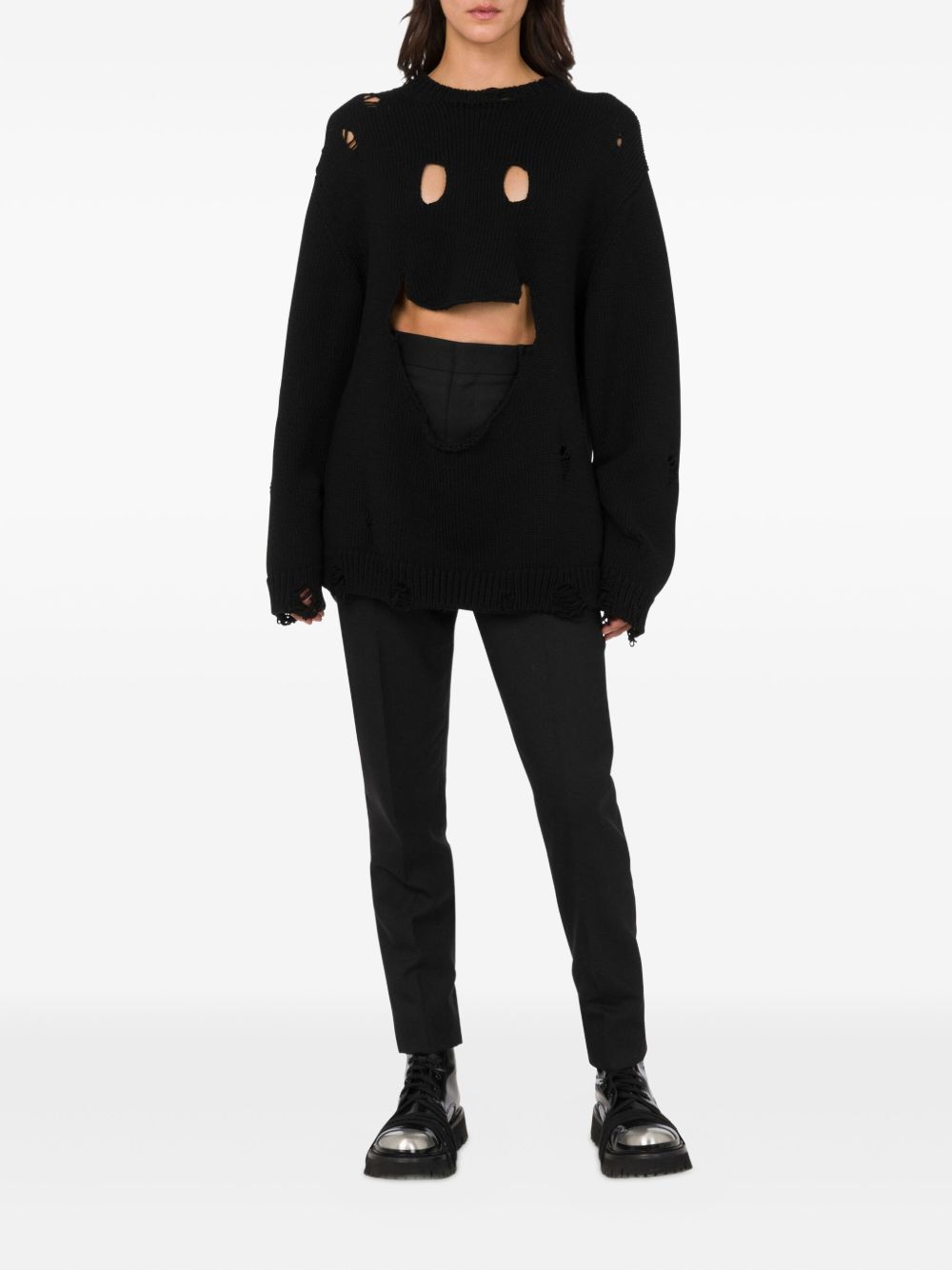 Maglione con effetto vissuto in nero Moschino - donna 