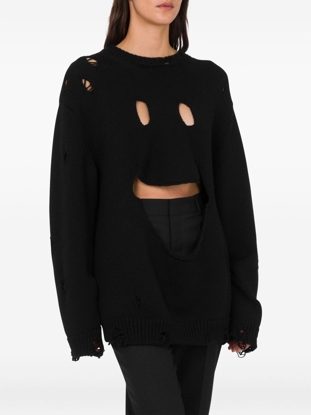 Maglione con effetto vissuto in nero Moschino - donna 