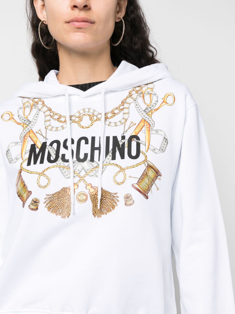 Felpa con cappuccio in bianco Moschino - donna 