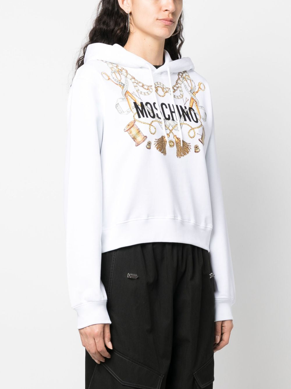 Felpa con cappuccio in bianco Moschino - donna 