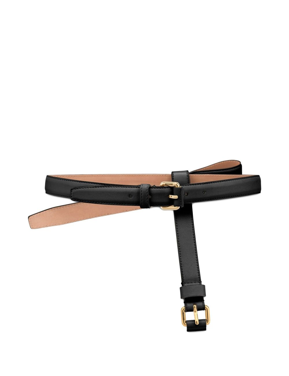 Cintura in pelle con fibbia in nero Moschino - donna 