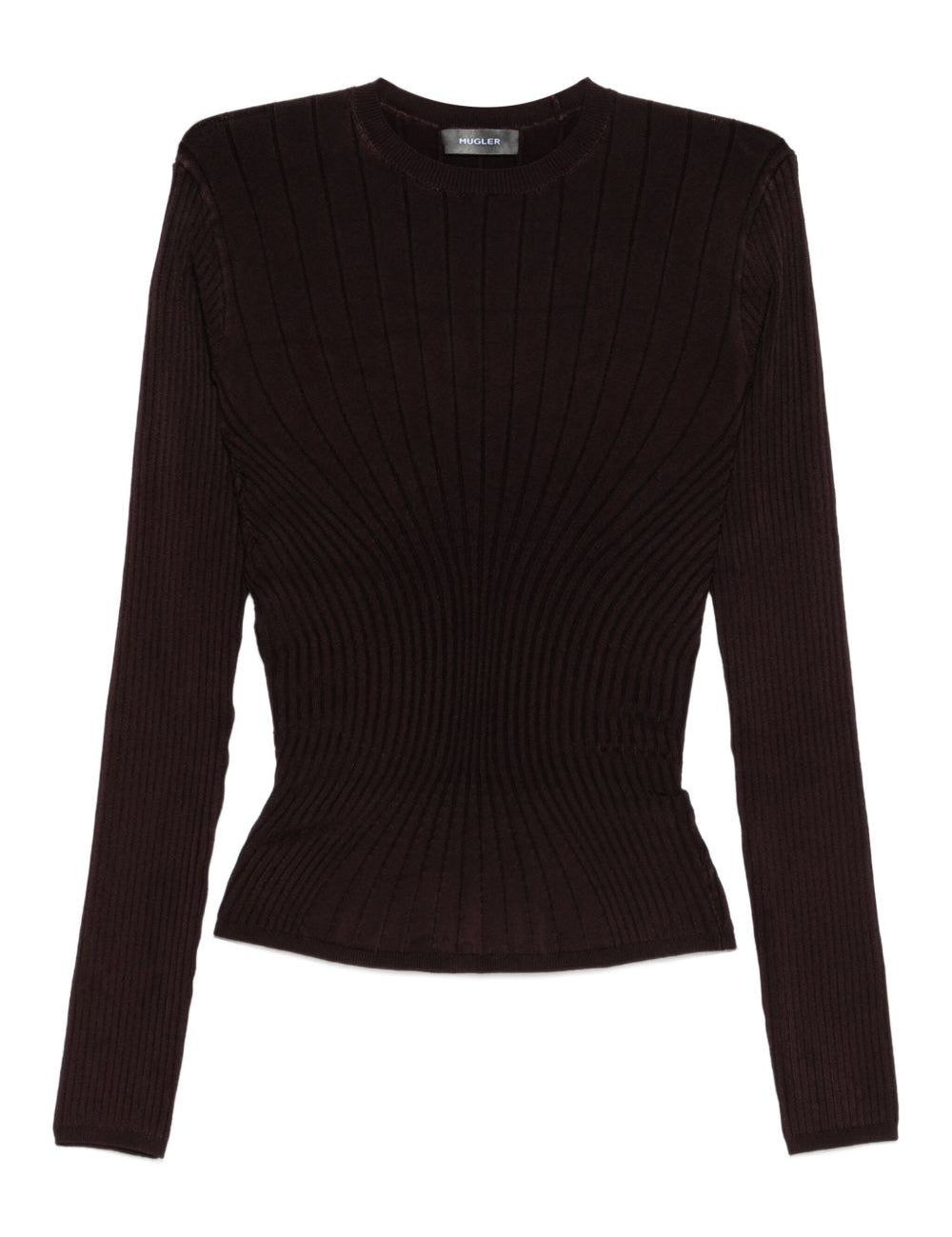 Maglia a coste a maniche lunghe in bordeaux Mugler - donna 