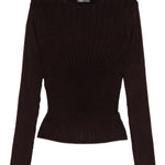 Maglia a coste a maniche lunghe in bordeaux Mugler - donna 