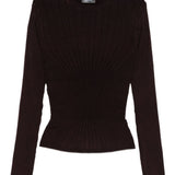 Maglia a coste a maniche lunghe in bordeaux Mugler - donna 