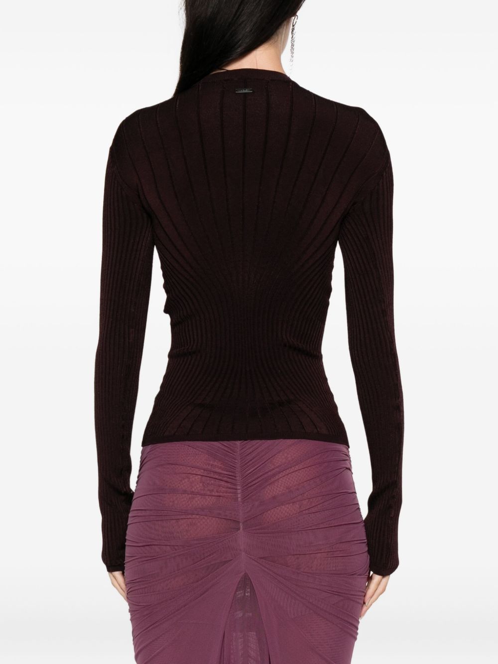 Maglia a coste a maniche lunghe in bordeaux Mugler - donna 