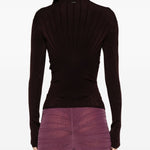 Maglia a coste a maniche lunghe in bordeaux Mugler - donna 