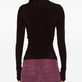 Maglia a coste a maniche lunghe in bordeaux Mugler - donna 