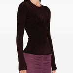 Maglia a coste a maniche lunghe in bordeaux Mugler - donna 
