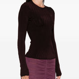 Maglia a coste a maniche lunghe in bordeaux Mugler - donna 