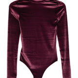 Body in velluto a collo alto in bordeaux Mugler - donna 