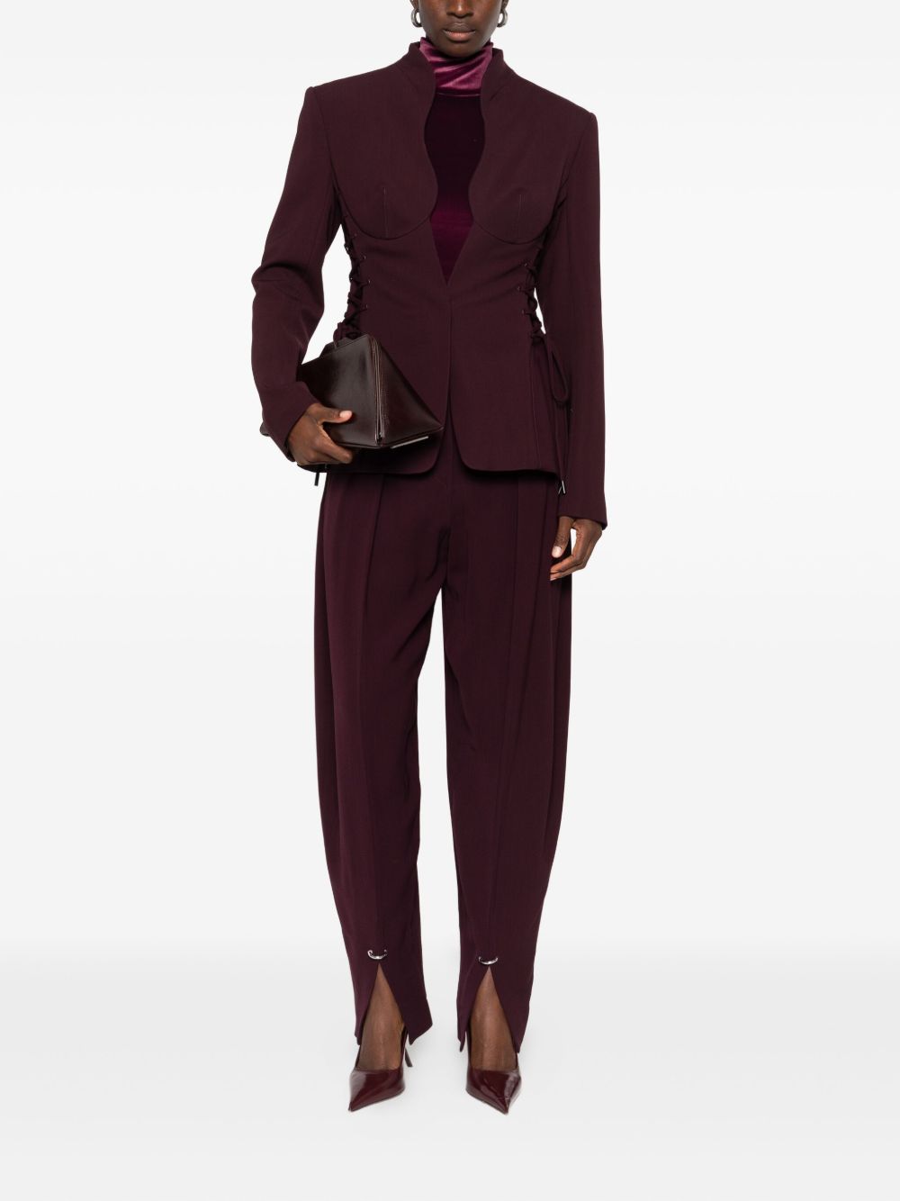 Body in velluto a collo alto in bordeaux Mugler - donna 