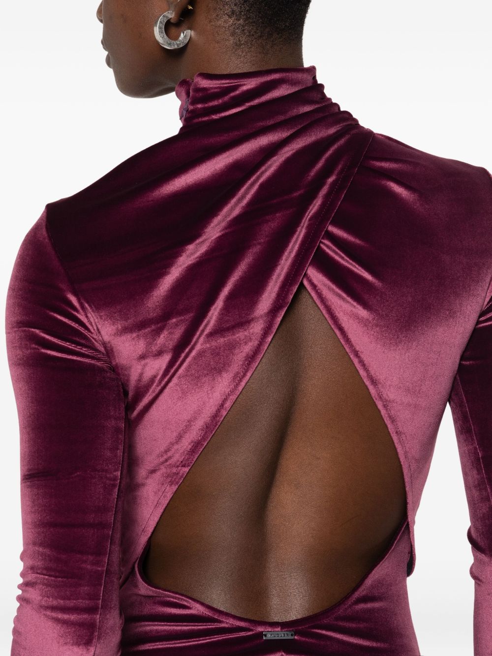 Body in velluto a collo alto in bordeaux Mugler - donna 