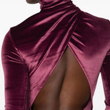Body in velluto a collo alto in bordeaux Mugler - donna 