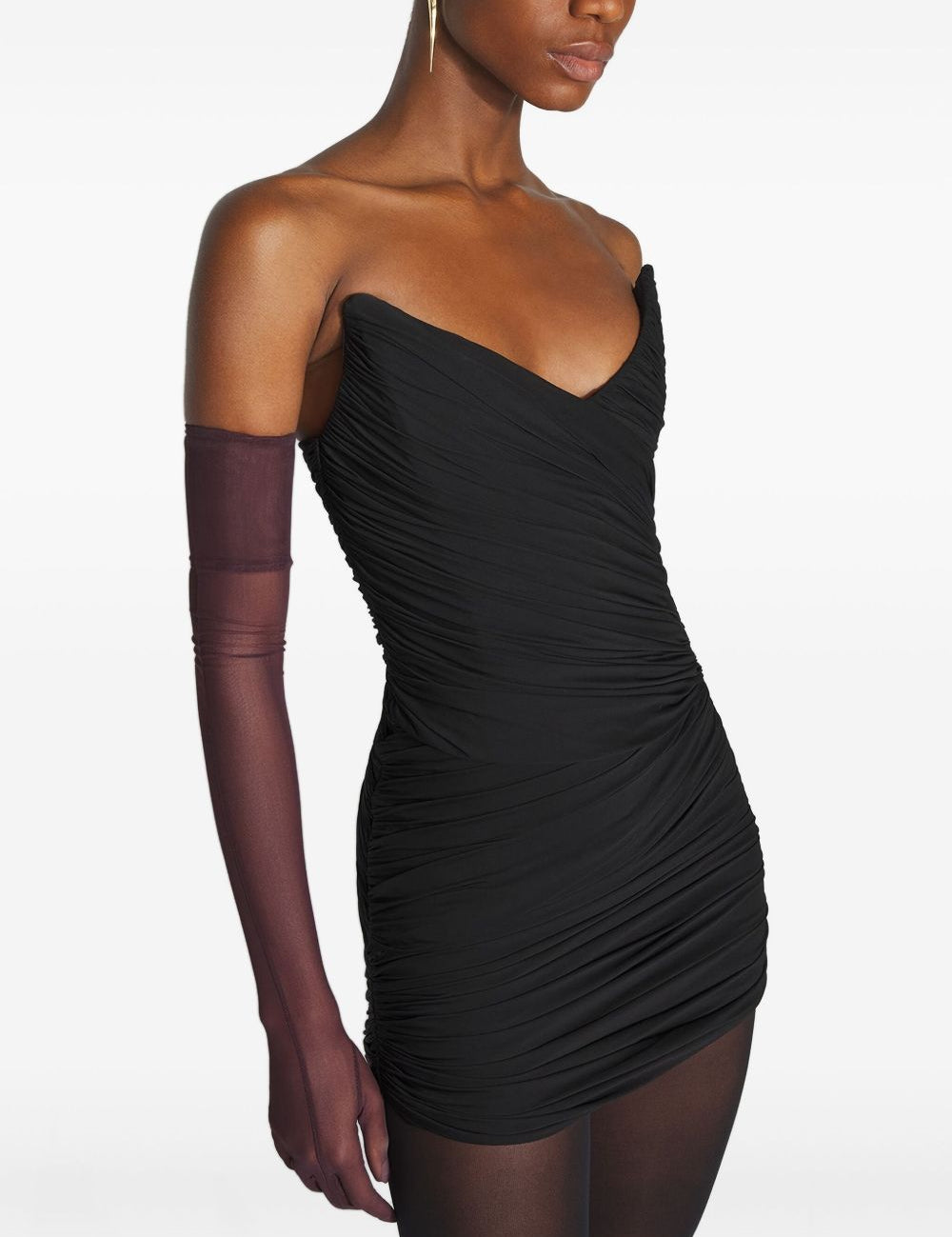 Abito mini drappeggiato in nero Mugler - donna 