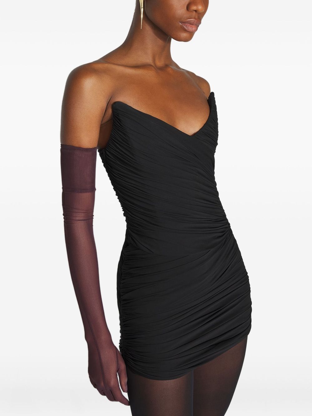 Abito mini drappeggiato in nero Mugler - donna 