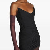 Abito mini drappeggiato in nero Mugler - donna 