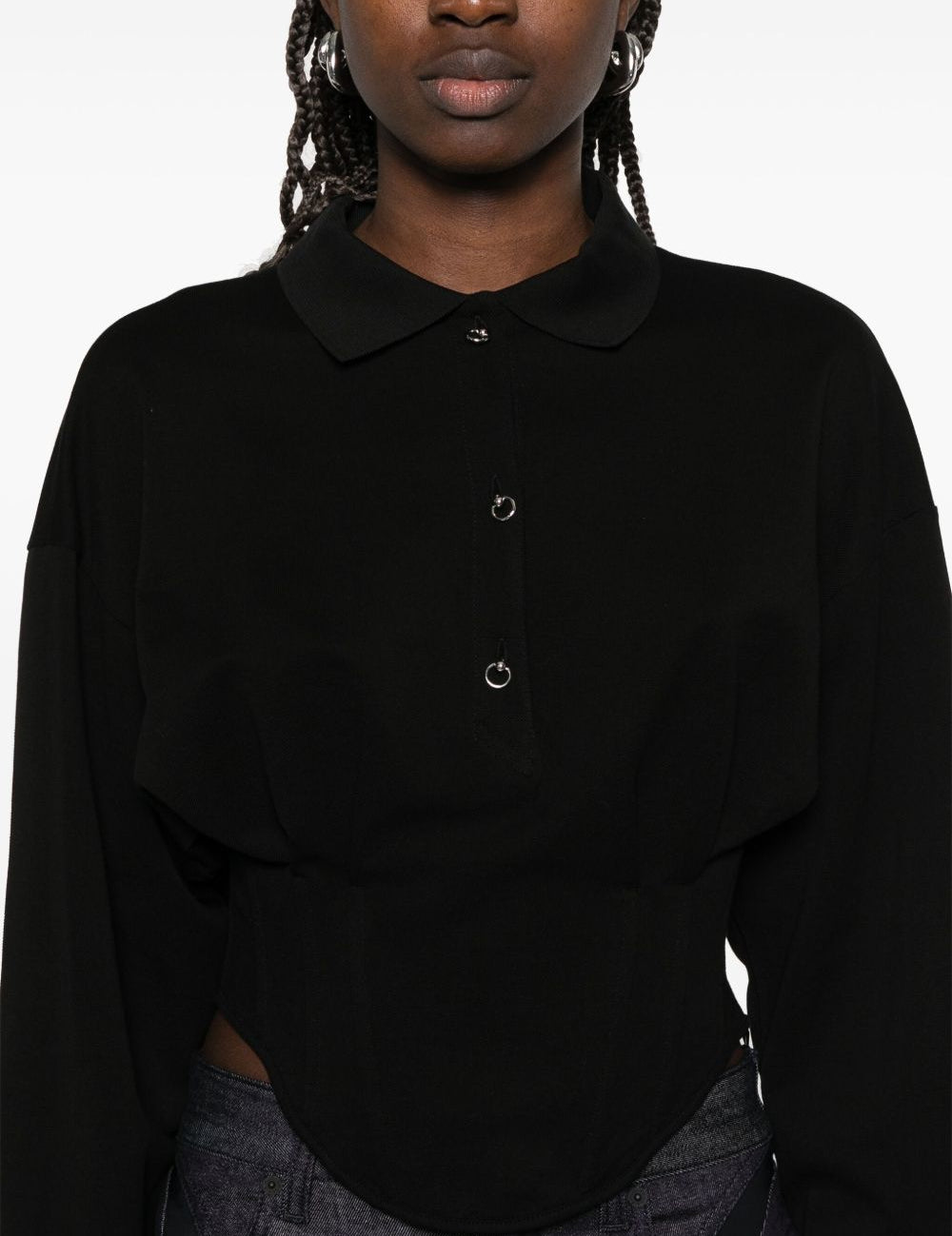 Blusa con dettaglio a corsetto in nero Mugler - donna 