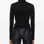 Top a collo alto con stella in nero Mugler - donna 
