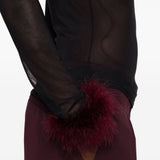 Top con in mesh con piume in nero Mugler - donna 