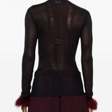 Top con in mesh con piume in nero Mugler - donna 