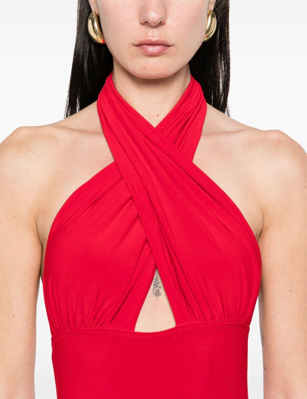 Abito da sera con scollo all'americana in rosso Norma Kamali - donna 