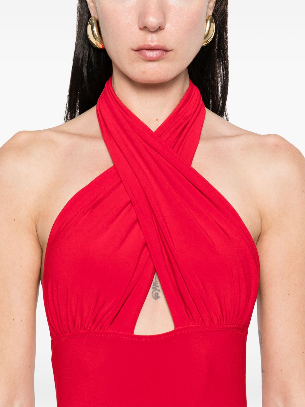Abito da sera con scollo all'americana in rosso Norma Kamali - donna 