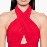 Abito da sera con scollo all'americana in rosso Norma Kamali - donna 