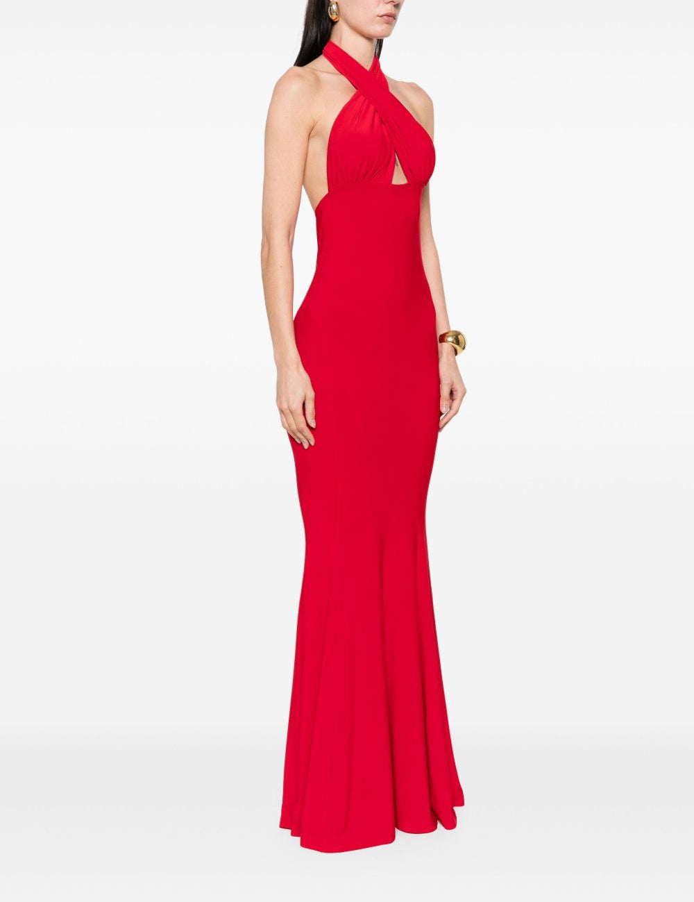 Abito da sera con scollo all'americana in rosso Norma Kamali - donna 