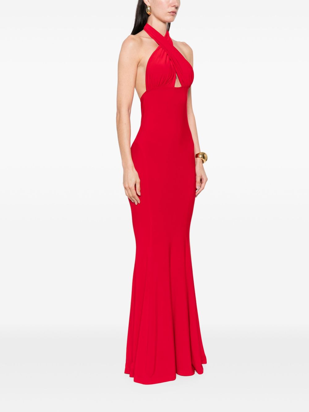 Abito da sera con scollo all'americana in rosso Norma Kamali - donna 